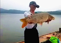 《垂釣對象魚視頻》 男子水庫筏釣巧遇大鯉魚