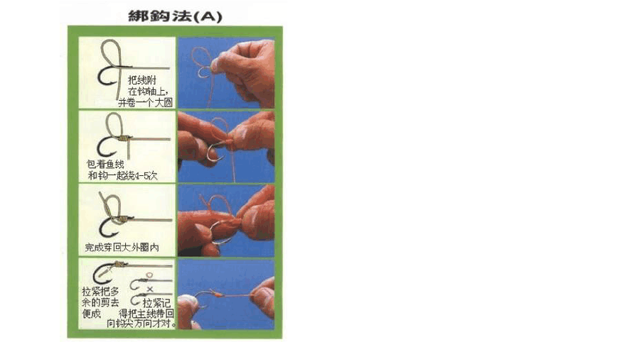 魚鉤的綁法圖解_綁魚鉤視頻教學_綁魚鉤圖片教程