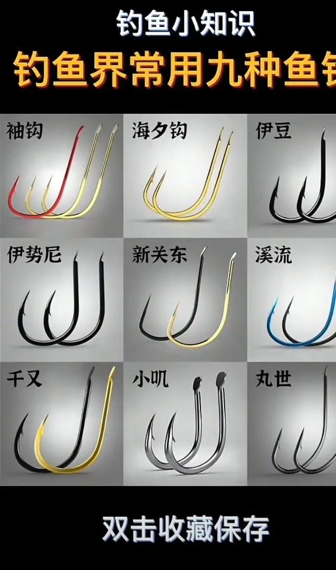 魚鉤的選擇表_不同型號魚鉤對照表_魚鉤標號怎么選