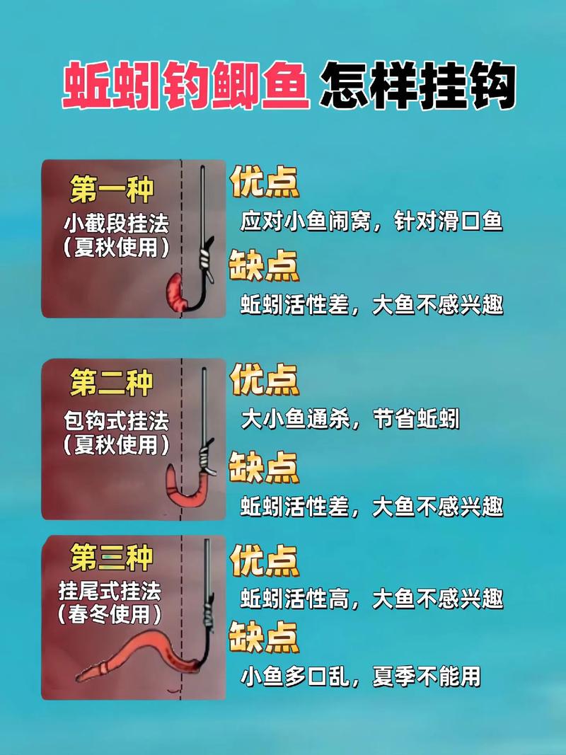 釣友如何穿蚯蚓掛魚鉤_用蚯蚓野釣鯽魚時的三種掛鉤方法必看_蚯蚓餌料穿法技巧