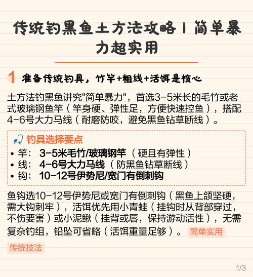 傳統釣黑魚技術_釣黑魚用什么餌料_夏天手竿釣黑魚方法