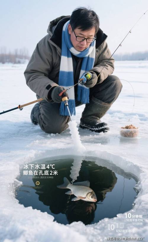 泉眼上冰釣體驗_北方野河冰釣視頻_甘肅冰釣泉眼