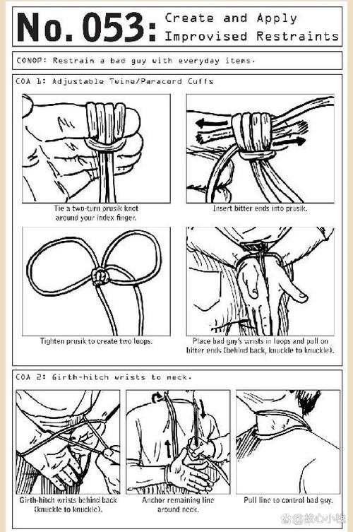 駟馬自縛綁手教程圖解_單人自縛駟馬教程_手部環節自我束縛技巧