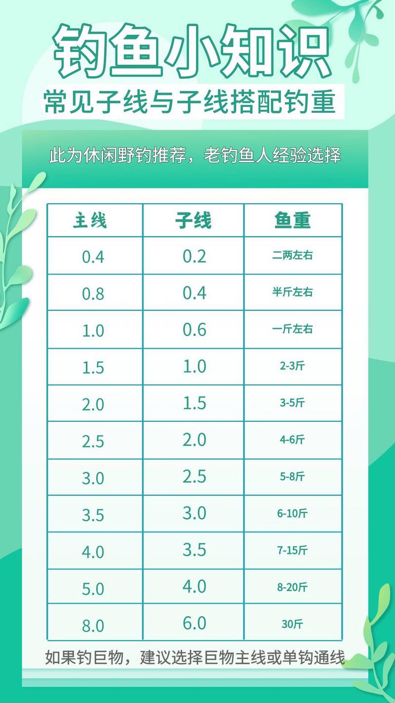 子線搭配指南_主線與子線搭配技巧_主線子線魚鉤搭配表